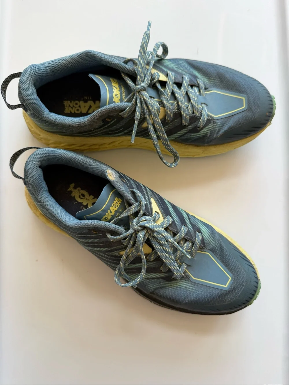 Hoka Women's Blue & Yellow Trail Runners Shoe Sneakers 8.5